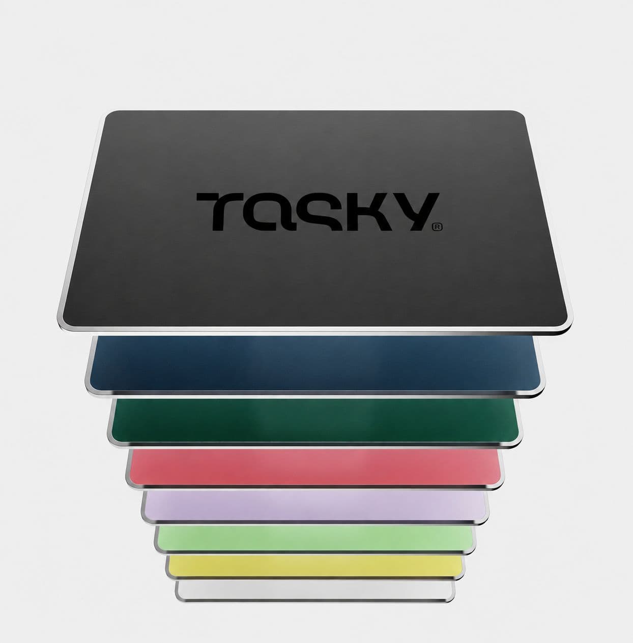 Cartões Tasky em diferentes cores